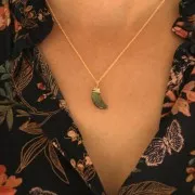 16x10mm faceted half moon gemstone pendant - Amazonite x1