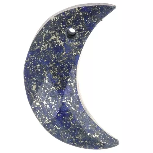 18.5x7.5mm faceted half moon gemstone pendant - Lapis lazuli x1