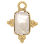 12x9mm Faceted Rectangle Charm and Small Balls - Fine Gold plated - Rose Quartz x1|raw }}