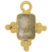 13x11mm Faceted Rectangle Charm and Small Balls - Fine Gold plated- Labradorite x1|raw }}