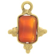 12x9mm Faceted Rectangle Charm and Small Balls - Fine Gold plated- Carnelian x1