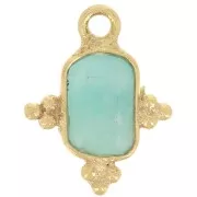 13x11mm Faceted Rectangle Charm and Small Balls - Fine Gold plated- Amazonite x1