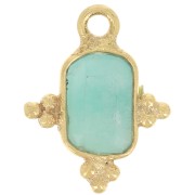 Rectangle faceted charm - small balls 12x10.5 mm Fine gold plated Amazonite x1