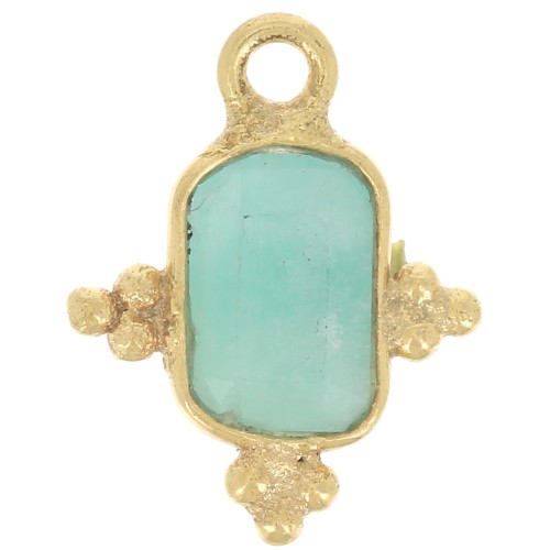 Rectangle faceted charm - small balls 12x10.5 mm Fine gold plated Amazonite x1