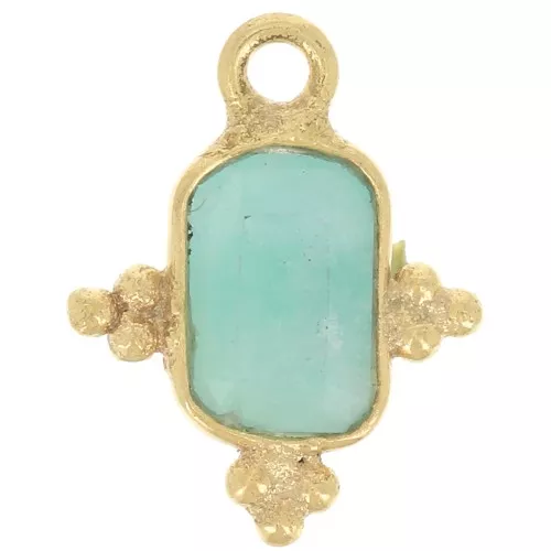 Rectangle faceted charm - small balls 12x10.5 mm Fine gold plated Amazonite x1