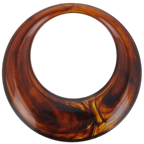 44mm resin hollow circle pendant - Marbled amber x1