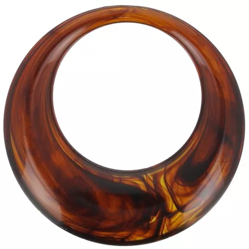 Round hollow pendant in translucent resin 44 mm - Marbled amber x1