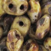 SuperDuo 2.5x5mm Dark Chalk Travertin x10g