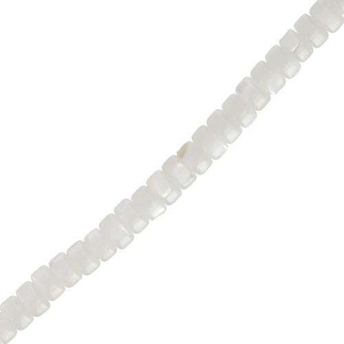 3x2mm Mother of Pearl Heishi style round beads - Natural x40cm