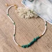 Olive-colored mother-of-pearl beads, 5.5 x 3 mm, 39 cm