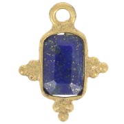 12x9mm Faceted Rectangle Charm and Small Balls - Fine Gold plated- Lapis lazuli x1