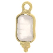 Breloque rectangle facettée avec 3 petites boules 12x5 mm - Gold - Quartz Rose x1|raw }}
