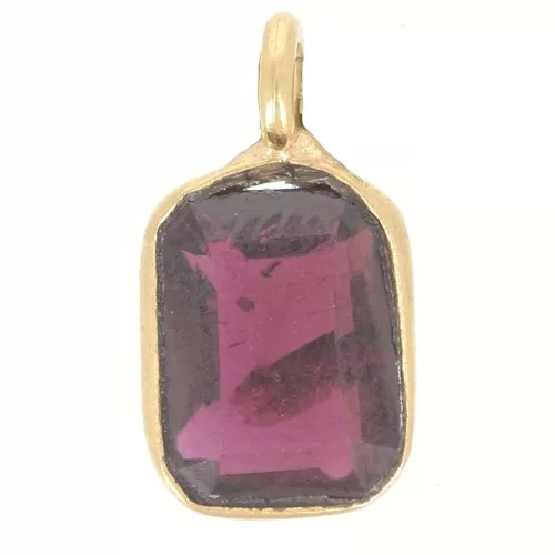 11x6 mm Rectangle faceted gemstone charm - Fine Gold plated - Garnet x1