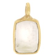 10x5mm Rectangle faceted gemstone charm - Fine Gold plated - Rose Quartz x1|raw }}