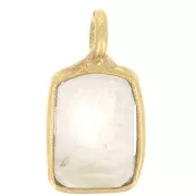10x5mm Rectangle faceted gemstone charm - Fine Gold plated - Rose Quartz x1