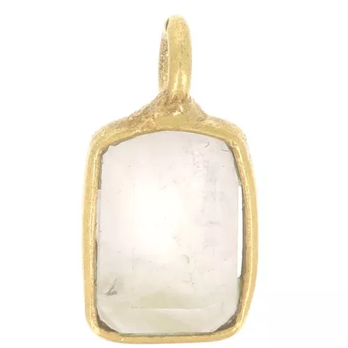 10x5mm Rectangle faceted gemstone charm - Fine Gold plated - Rose Quartz x1