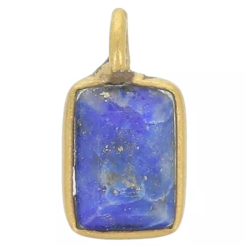 10x5mm Rectangle faceted gemstone charm - Fine Gold plated - Lapis lazuli x1