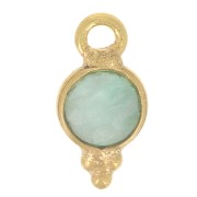 9x5mm Round Faceted Charm with Small Balls - Fine Gold plated - Amazonite x1