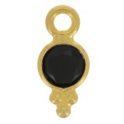 10.5x5 mm Round Faceted Charm with Small Balls - Fine Gold plated - Black Onyx x1|raw }}