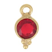 9.5x5mm Round Faceted Charm with Small Balls - Fine Gold plated - Garnet x1|raw }}