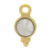 9x5mm Round Faceted Charm with Small Balls - Fine Gold plated - Howlite x1