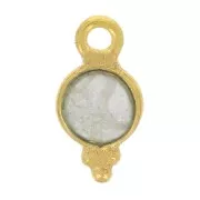 9x5mm Round Faceted Charm with Small Balls - Fine Gold plated - Howlite x1