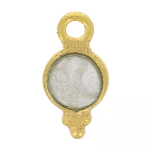 9x5mm Round Faceted Charm with Small Balls - Fine Gold plated - Howlite x1