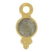 10.5x5 mm Round Faceted Charm with Small Balls - Fine Gold plated - Labradorite x1|raw }}