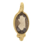 10x4mm Oval Faceted Charm with Small Balls - Fine Gold plated - Smoky Quartz x1|raw }}