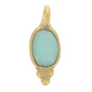 12x5mm Oval Faceted Charm with Small Balls - Fine Gold plated - Amazonite x1|raw }}