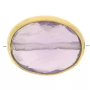9x7mm Gemstone Oval faceted bead - Fine Gold plated - Amethyst x1