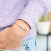 9x7mm Gemstone Oval faceted bead - Fine Gold plated - Amazonite x1