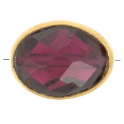 9x7mm Gemstone Oval faceted bead - Fine Gold plated - Garnet x1