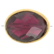 9x7mm Gemstone Oval faceted bead - Fine Gold plated - Garnet x1