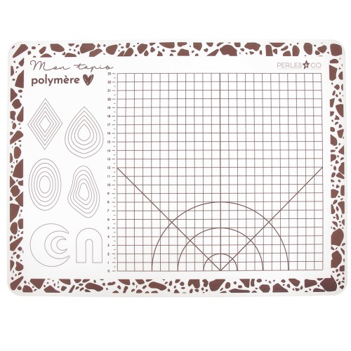 40x30cm Modelling mat for polymer clay by Perles and Co - White - Brown x1