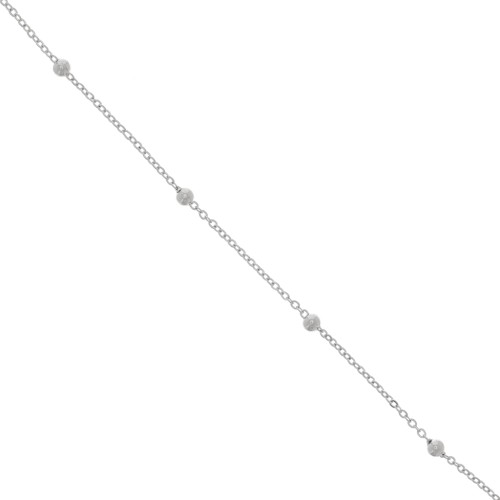 Chain decorated with little balls 1,7 et 3,5mm rhodium tone x1m
