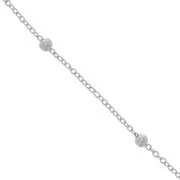 Chain decorated with little balls 1,7 et 3,5mm rhodium tone x1m