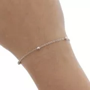 Chain decorated with little balls 1,7 et 3,5mm rhodium tone x1m