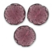 Flat round beads Arabesque14mm Amethyst x10|raw }}