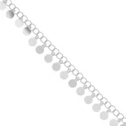 8mm 925 Sterling Silver cable mesh chain with small round pendants x50cm