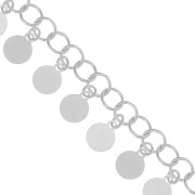 8mm 925 Sterling Silver cable mesh chain with small round pendants x50cm