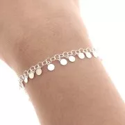 8mm 925 Sterling Silver cable mesh chain with small round pendants x50cm