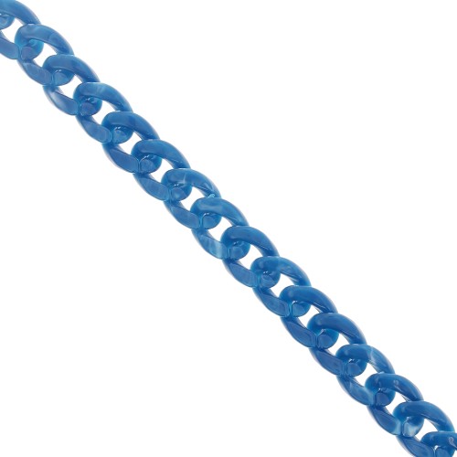 13mm Acrylic curb Chain - Marbled Petrol Blue x1m