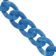 13mm Acrylic curb Chain - Marbled Petrol Blue x1m