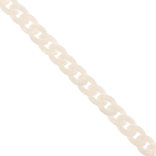 13mm Acrylic curb Chain - Marbled Ivory x1m