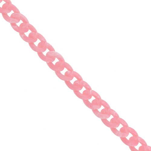 13mm Acrylic curb Chain - Marbled Pink x1m
