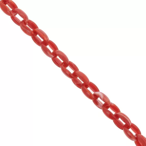 11mm Acrylic cable chain - Marbled Coral red x1m