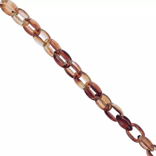 11mm Acrylic cable chain - Tortoiseshell - Brown - Beige x1m