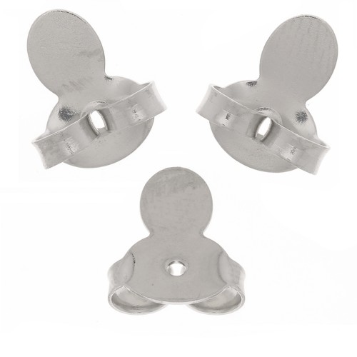 9x8mm Earring back for earstuds - Rhodium Tone x6