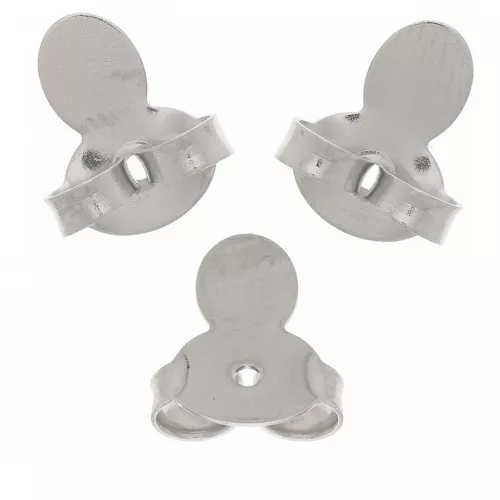 9x8mm Earring back for earstuds - Rhodium Tone x6